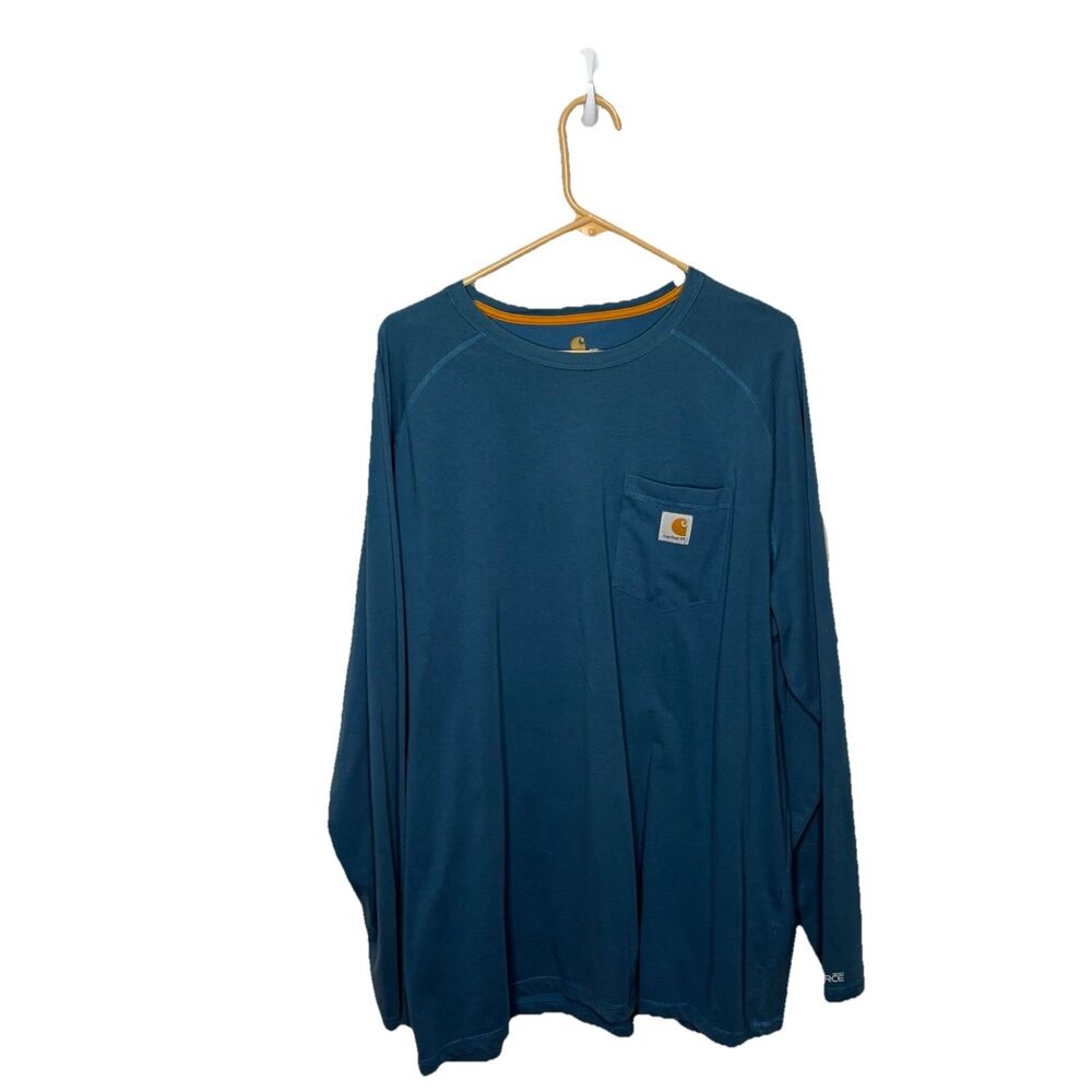 Carhartt Force Relaxed Fit Force Long Sleeve Blue workwear Size 2XL Mens